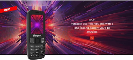 Energizer E242S Dual SIM (0.512/4GB) Мобилен телефон с Бутони Черен
