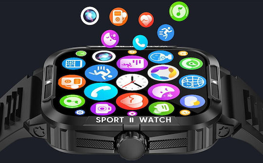 Colmi P76 Smartwatch με Παλμογράφο (Μαύρο - Large)
