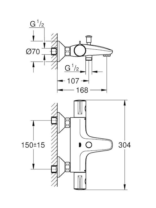 Grohe Миксер Батерия Баня Черен