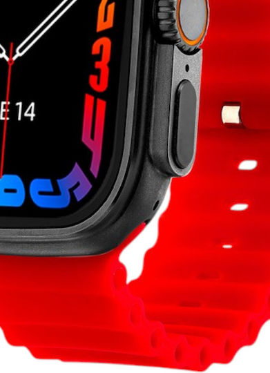 DAS.4 SU09 Smartwatch with Heart Rate Monitor (Red Silicone Strap)