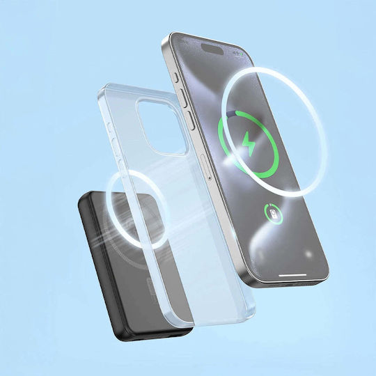 Dudao K14S+ MagSafe Външна Батерия 10000mAh 20W с USB-A Изходен Порт и USB-C Изходен Порт Power Delivery / Бързо Зареждане Черна