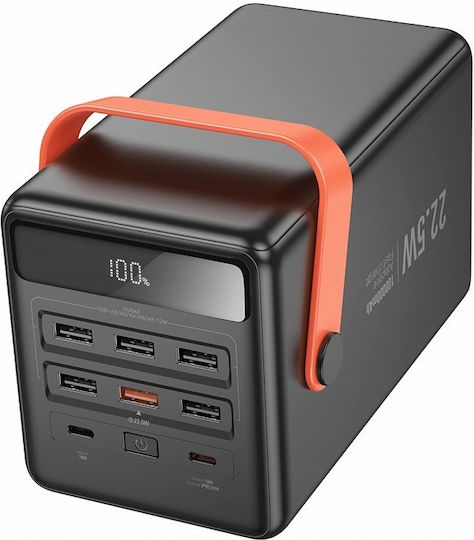 Hoco J142 Power Bank 100000mAh 22.5W with 6 USB-A Ports and 2 USB-C Ports Power Delivery Black