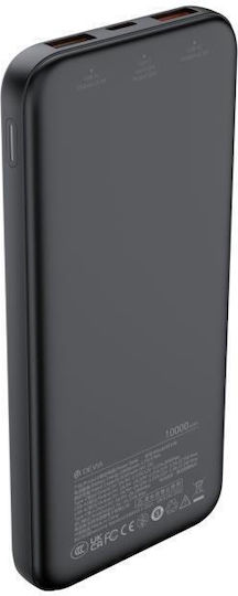Devia EP198 Power Bank 10000mAh 22.5W с 2 USB-A порта и USB-C порт Черен