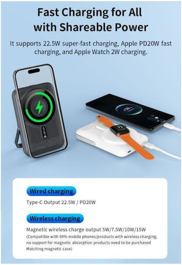 Devia EP201 MagSafe Power Bank 10000mAh 22.5W με Θύρα USB-C Power Delivery Λευκό