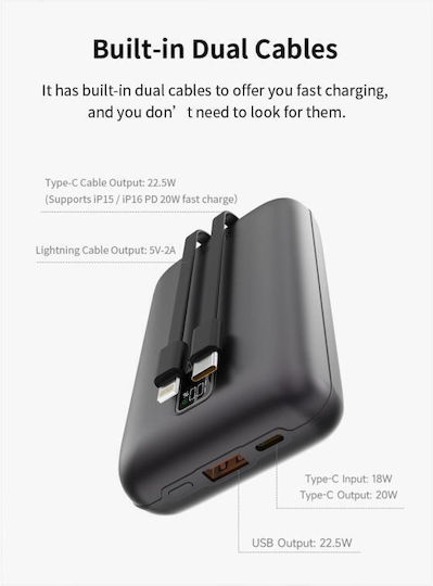 Devia EP208 Mini Power Bank 20000mAh 22.5W Ασημί