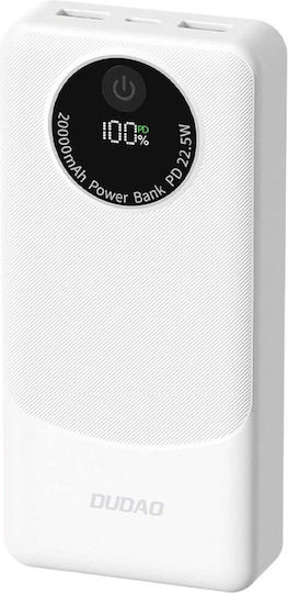 Dudao K12Pro Power Bank 20000mAh 22.5W με Θύρα USB-A και Θύρα USB-C Power Delivery Μαύρο