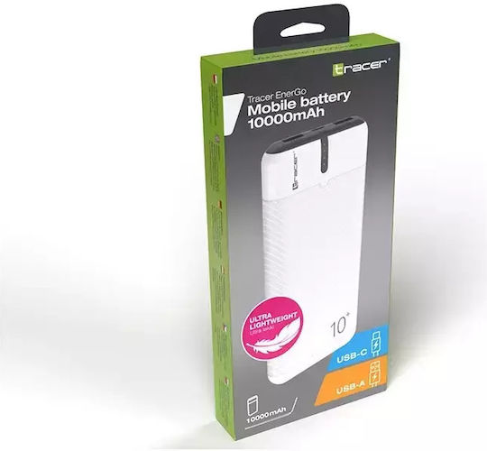 Tracer EnerGo Power Bank 10000mAh с 2 USB-A порта и USB-C порт White / Black