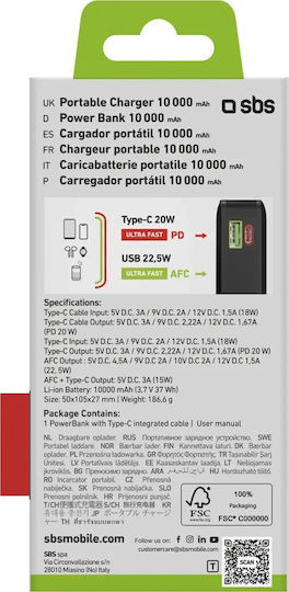 SBS Power Bank 20000mAh 22.5W with USB-A Port and USB-C Port Power Delivery Black