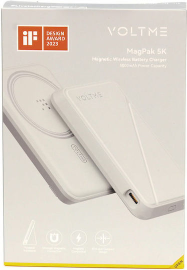 Voltme MagPak MagSafe Power Bank 5000mAh 15W με Θύρα USB-C Dove Grey
