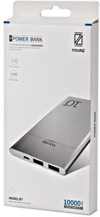 YOURZ R7 Power Bank 10000mAh με 2 Θύρες USB-A Ασημί