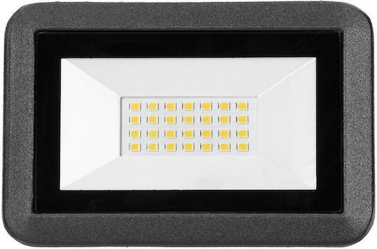 Orno Αλουμίνιο + Στεγανός Προβολέας LED 20W Φυσικό Λευκό 4000K IP65