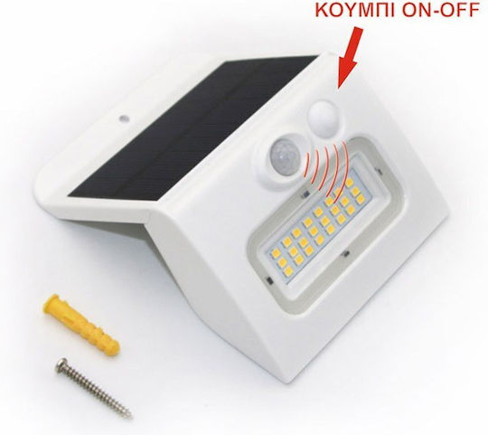 Adeleq Wall Mounted Solar Light 3W 300lm Natural White 4000K with Motion Sensor and Photocell IP65