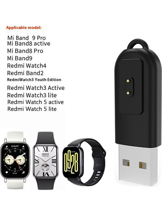 Band 2 Φορτιστής για Xiaomi Redmi Band 2, Redmi Watch 3 Lite, Redmi Watch 3 Active, Smart Band 8 Pro, Smart Band 8 Active, Redmi Watch 4, Mi Band 9, 9 Pro, Redmi Watch 5 Μαύρος