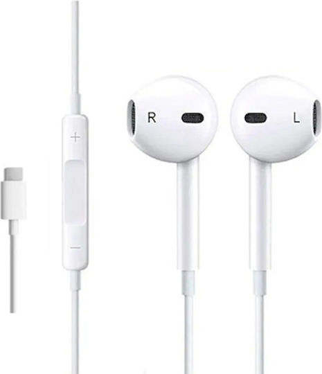 Earldom EC-01 In-ear Handsfree Ακουστικά με Βύσμα USB-C Λευκό