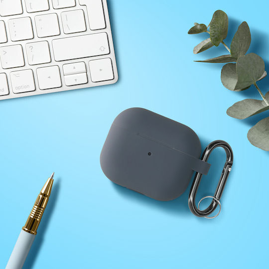 KWmobile Hülle Silikon mit Haken in Gray Farbe für Apple AirPods 3
