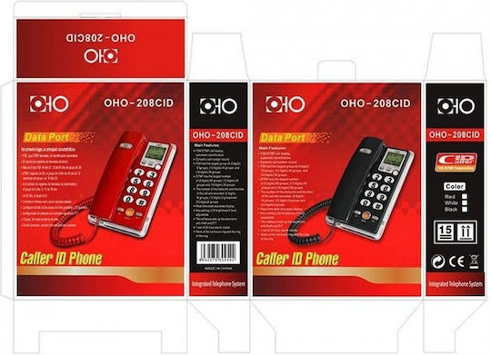 Telefon Fix Cu Fir Oho 208 102082 Negru