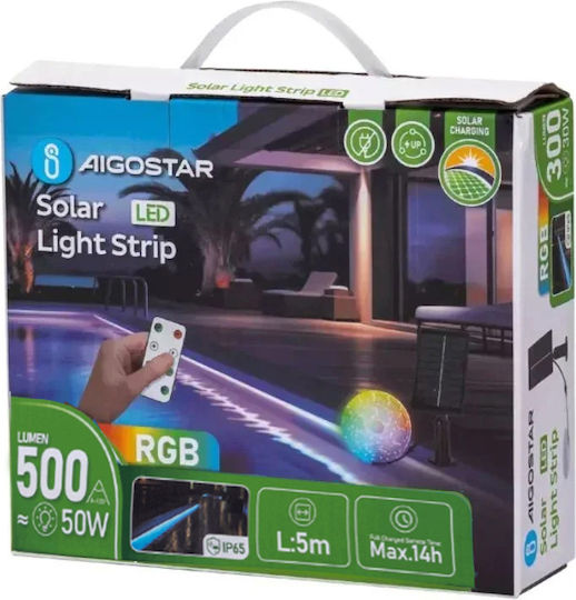 Aigostar Ηλιακό Φωτιστικό 50W 500lm RGB με Φωτοκύτταρο και Τηλεχειριστήριο IP65