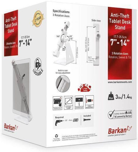 Barkan Tablet Stand Wall White