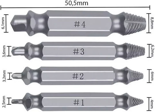 Set Extractoare pentru Șuruburi 4buc