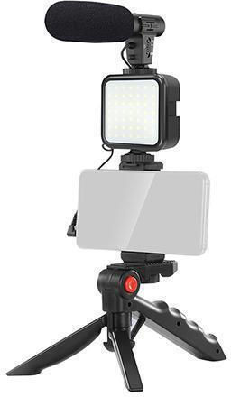 Platinet PL0289 Vlogging Set 4in1 Handy-Stative Selfie-Stick mit Beleuchtung Schwarz