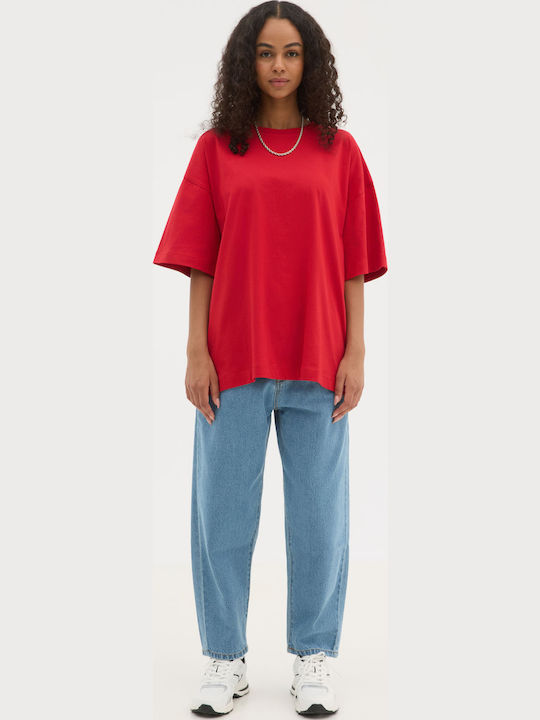 Short Sleeve Red Blouse