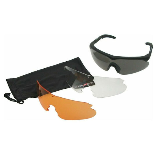 Swiss Eye Swiss Eye Shooting Glasses Blackhawk with 3 Lenses UV Protection Anti-Glare with Anti-Scratch Coating Black