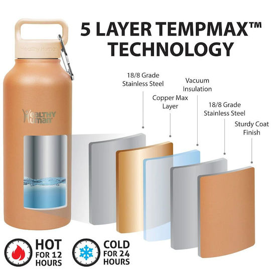 Healthy Human Μπουκάλι Θερμός Ανοξείδωτο / Πλαστικό BPA Free 621ml Stein Bottle Mocha Healthy Human
