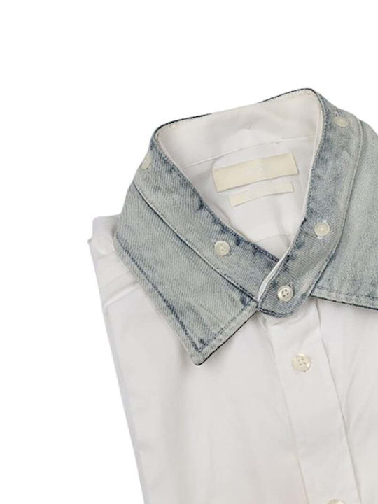 Long-sleeved Denim Shirt White