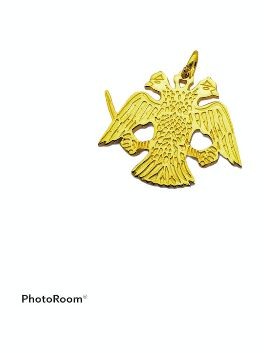 Aris Dentopoulos Jewellery Necklace from Gold Plated Silver Double-headed Eagle Emblem of AEK