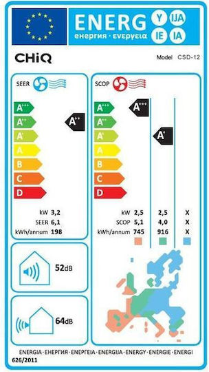CHiQ CSD Aparat de Aer Condiționat Inverter 12000 BTU A++/A+ cu WiFi