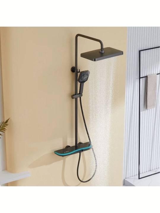 Dream House Adjustable Shower Column with Mixer Black