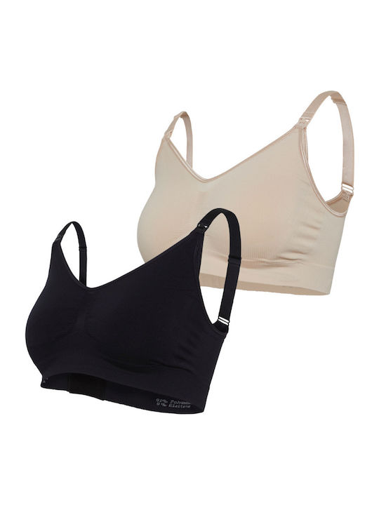 Carriwell Maternity & Nursing Bra with Clips Black/Beige