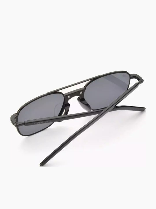 Akila Men's Sunglasses with Black Metal Frame and Black Lens 425709