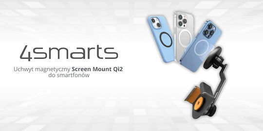 4Smarts Car Mobile Mount with Magnet and Wireless Charging MagSafe Gray