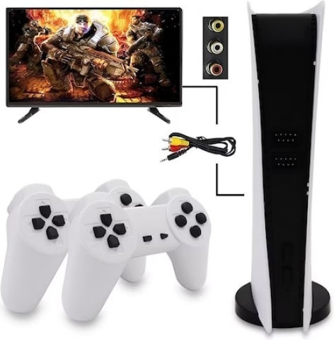 Foxmag24 Kids Video Games Console Wireless Connectivity 2 Wireless Controllers 200 Built-in Games White