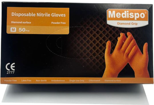 Jiangxi Pulin Medispo Diamond Nitrile Examination Gloves Powder Free Orange 50pcs
