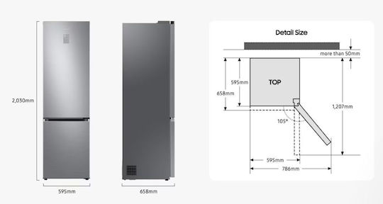Samsung Combină frigorifică 390lt NoFrost Î203xL59.5xA65.8cm. Inox RB38C600ESA/EF