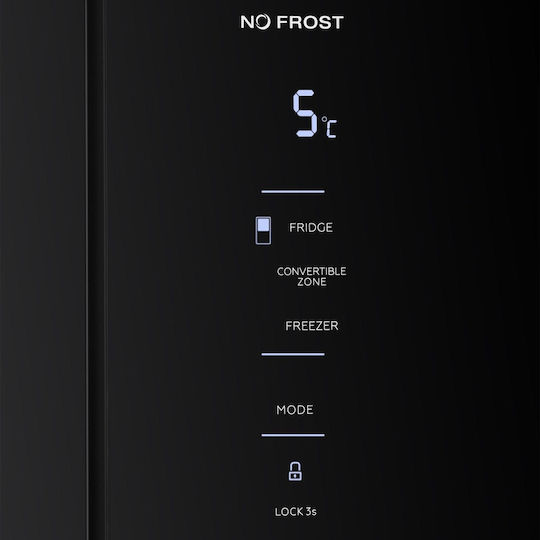 Tesla Side-by-Side Refrigerator 466lt Total NoFrost H180xW79.5xD73.5cm Black RM4700FHBE