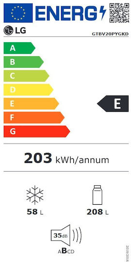 LG 266лт В168xШ55.5xД63.7см. Inox GTBV20PYGKD