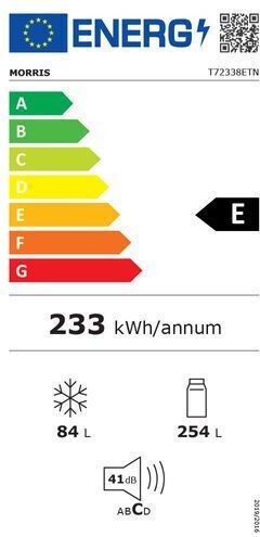 Morris Ψυγείο Δίπορτο 338lt Total NoFrost Υ172.4xΠ59.5xΒ69.5εκ. Inox T72338ETN