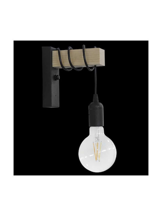 Heronia Modern Lamp Wall with Socket E27 Black 15x5.5x20cm