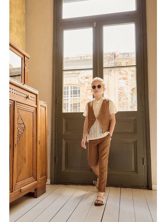 Kinder Hose Chino Leinen Braun