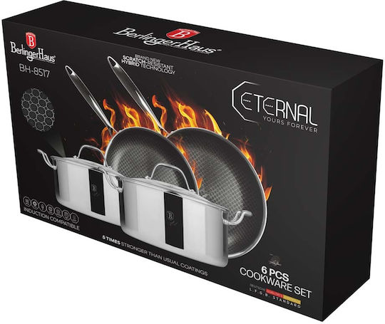 Berlinger Haus Berlinger Haus Cookware Set in Silver Stainless Steel with Non-stick Interior Coating 4 Pieces