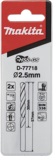 Makita Τρυπάνι HSS για Μέταλλο 2.5x57mm