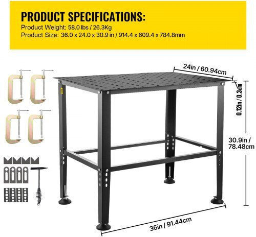 Vevor Welding Table 60.96x60.96x91.44cm