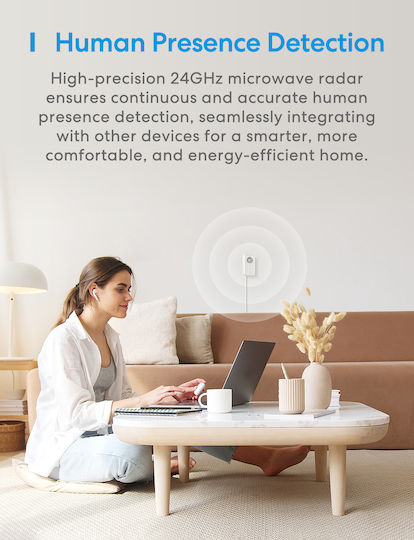 Meross Senzor Mișcare PET Wireless Wi-Fi Bluetooth Infraroșu 180° Rază De Acțiune 12m