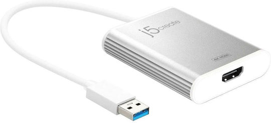 J5create USB-A Male to HDMI Female Converter Silver 1 Piece