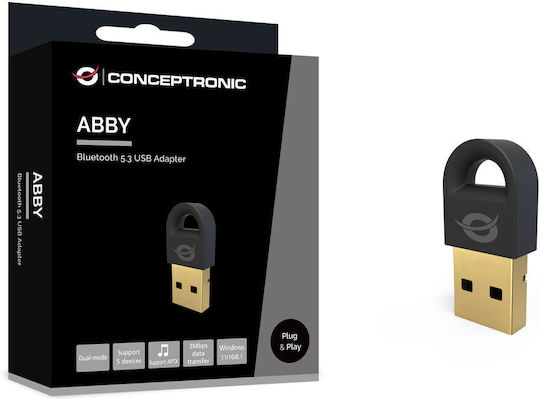 Conceptronic USB Bluetooth 5.3 Adapter με Εμβέλεια 20m (ABBY16B)