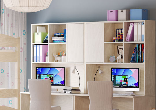 Loft Етажерка Стена Бял 118x30x120см