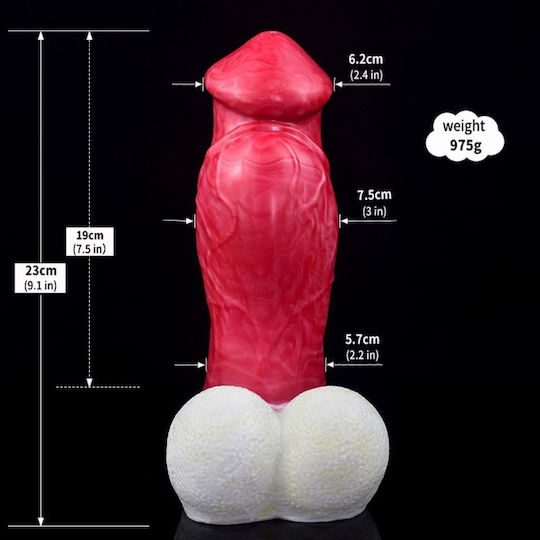 Kinksters Realistic Dildo with Scrotum Red